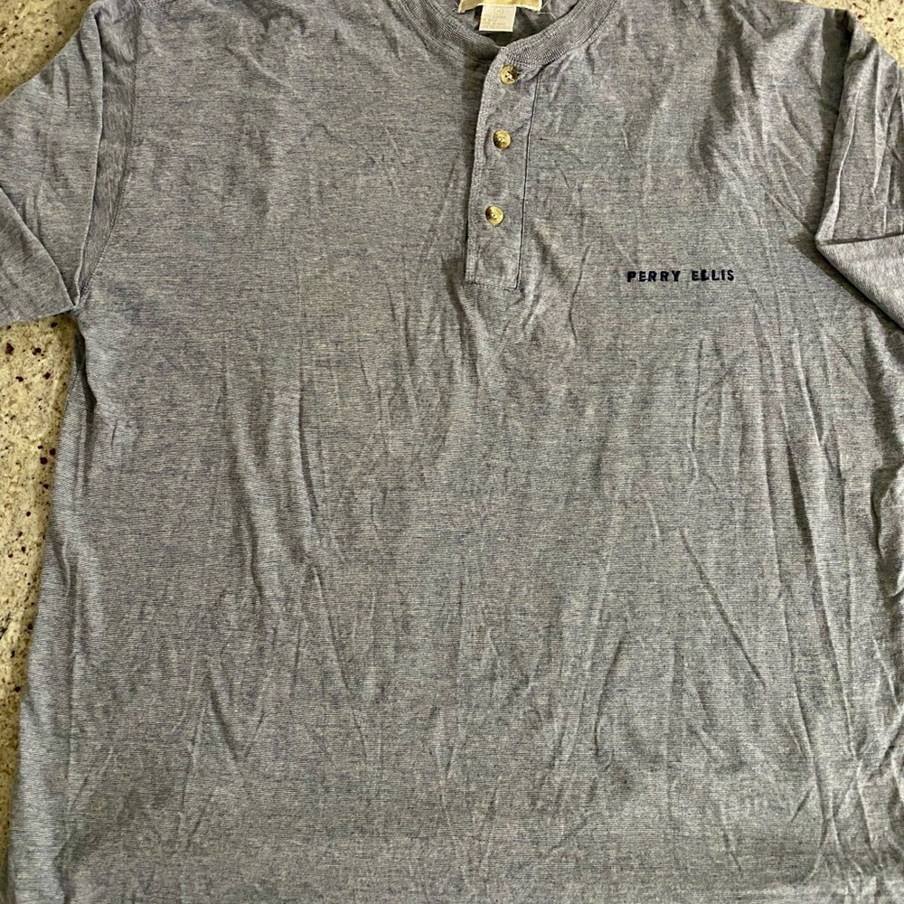 Perry Ellis Men's Heather Gray Short-Sleeve Henley
